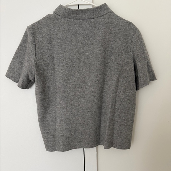 Zara Gray Short Sleeve Mock Neck Sweater Tee - Picture 2 of 3